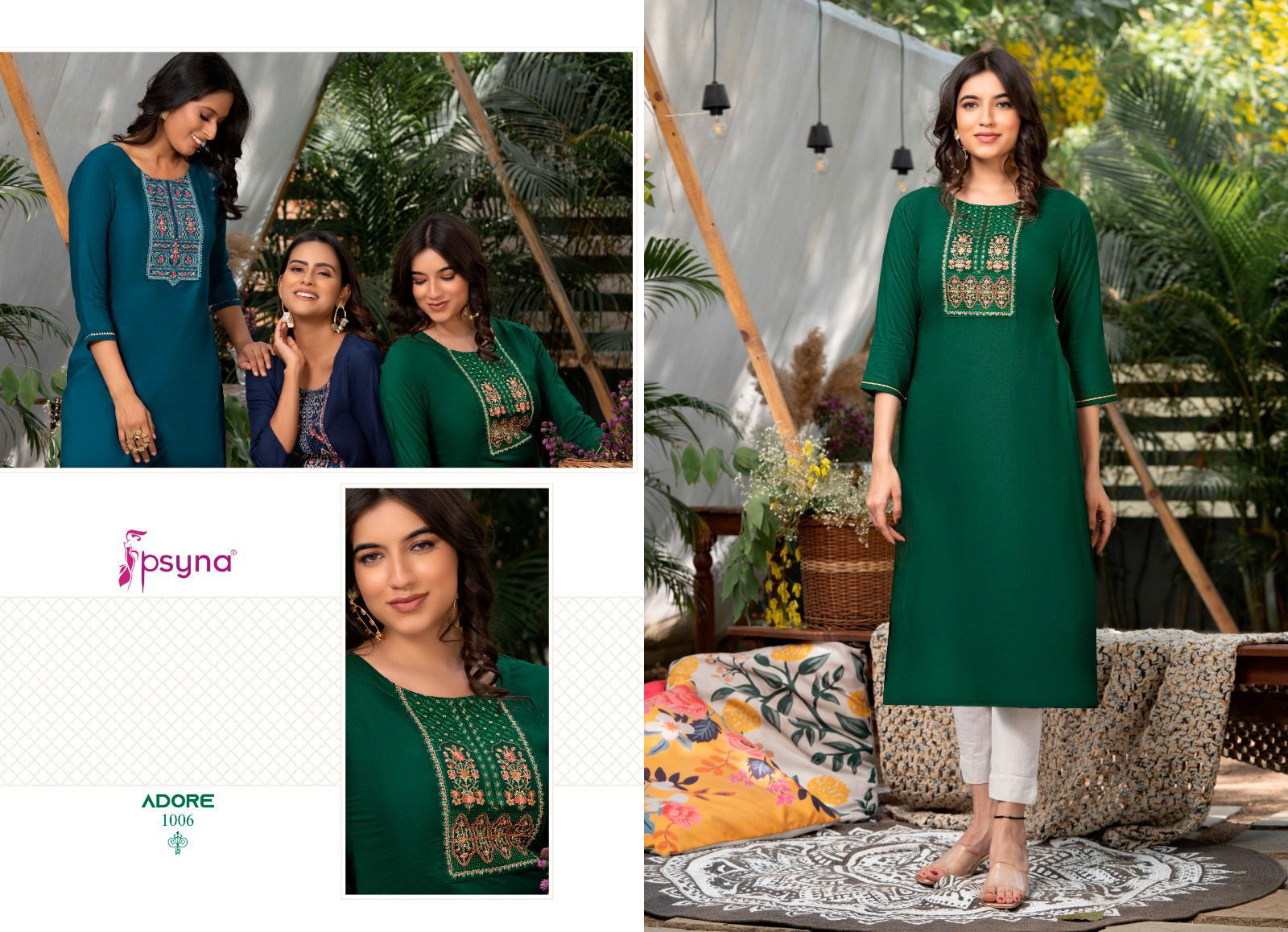 Psyna Adore Wholesale Embroidery Designer Kurti Catalog